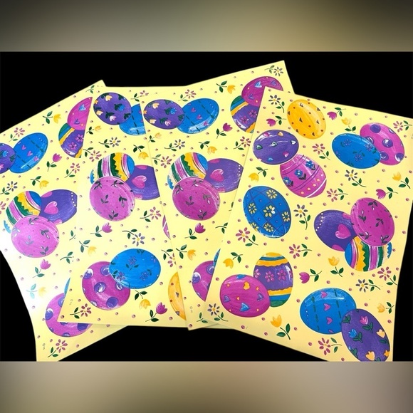 Vintage Easter Eggs Yellow Vinyl Placemats Set Of 4 - Picture 1 of 3